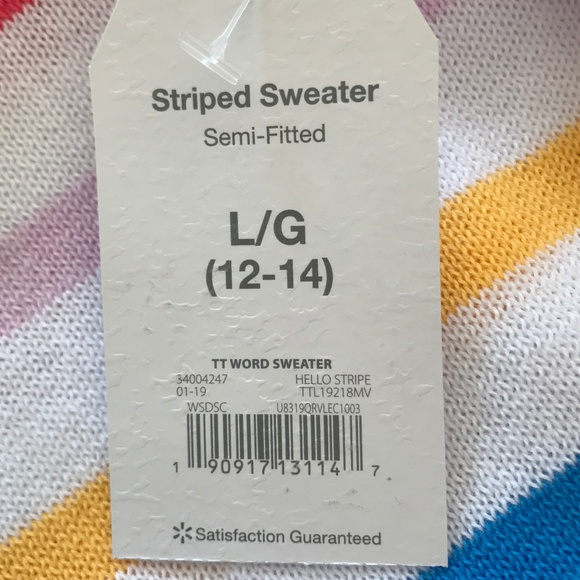 Time and Tru Hello Rainbow Striped Sweater - Picture 4 of 5